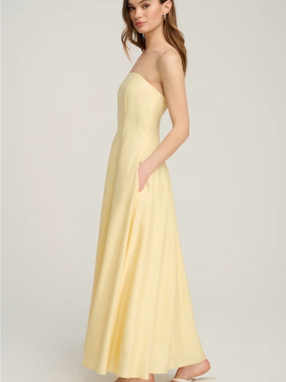 Favorite Daughter The Favorite Linen Dress Strapless Maxi MoonBeam Dress 4 - Picture 4 of 15